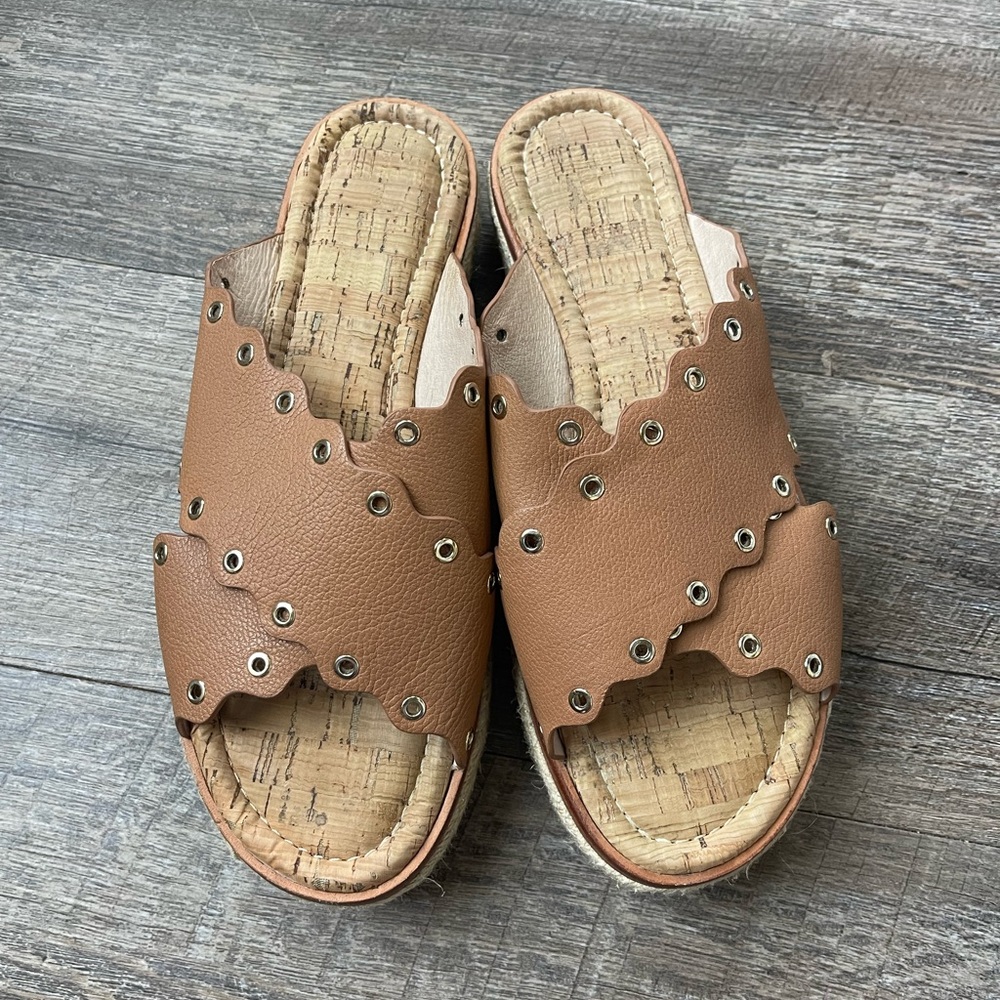 Antonio Melani leather platform espadrille sandals - Picture 2 of 10